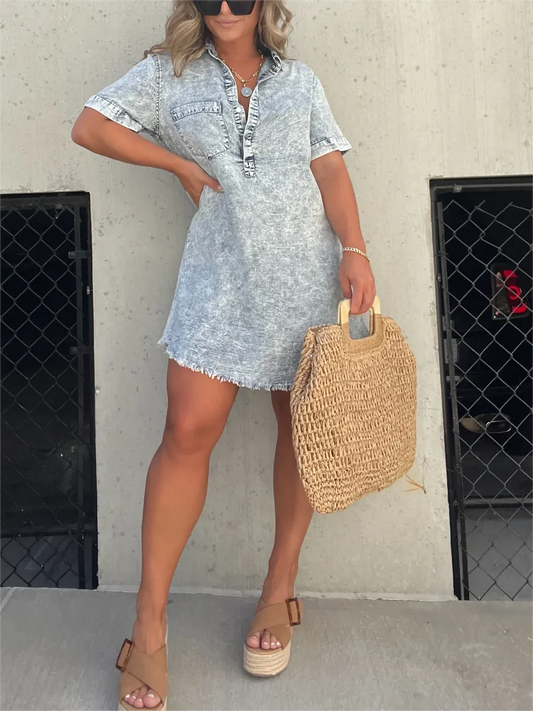 Robe chemise délavée femme