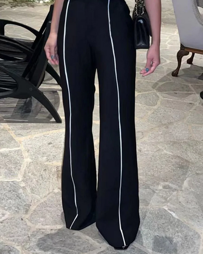 Ensemble gilet et pantalon large taille haute femme