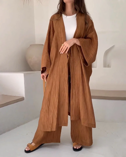 Cardigan long fendu deux pièces décontracté femme