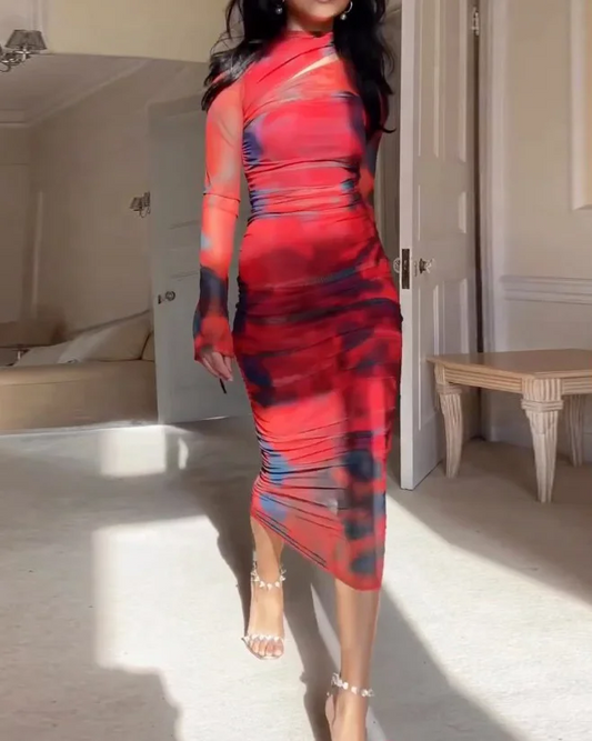 Robe tie-dye manches longues femme
