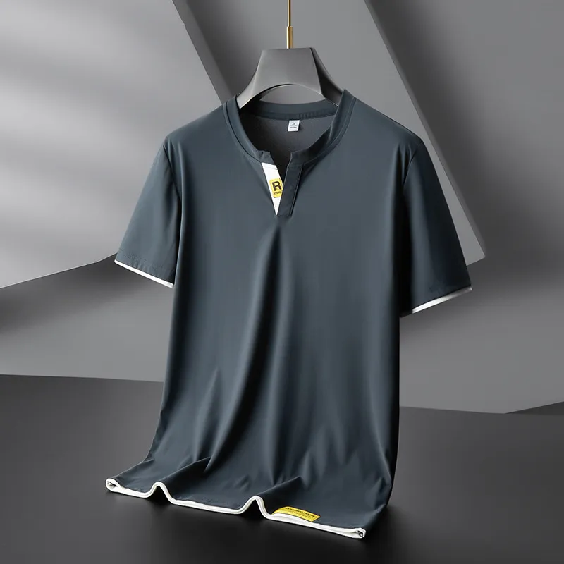 T-shirt col rond en soie glacée homme