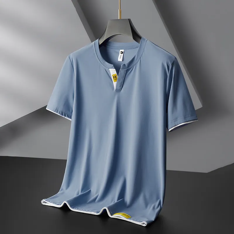 T-shirt col rond en soie glacée homme