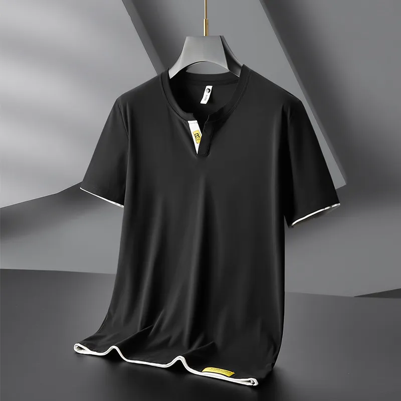 T-shirt col rond en soie glacée homme