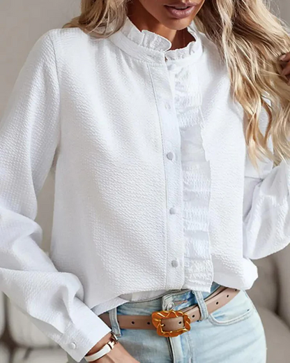 Top uni manches longues élégant femme