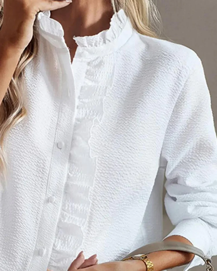 Top uni manches longues élégant femme