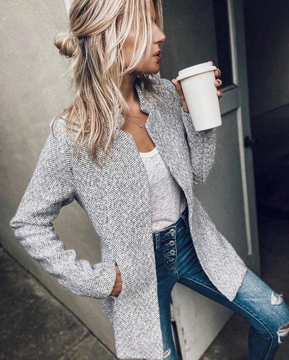 Veste blazer vintage unie manches longues