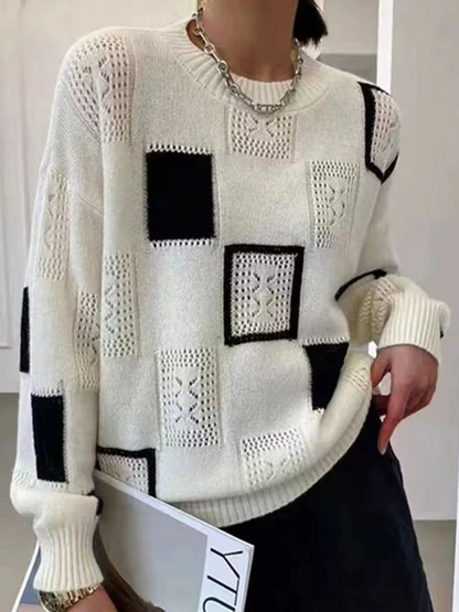 Pull col rond imprimé