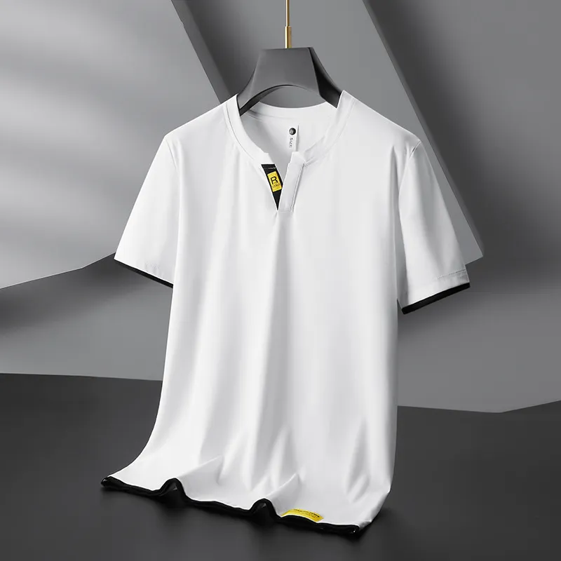 T-shirt col rond en soie glacée homme