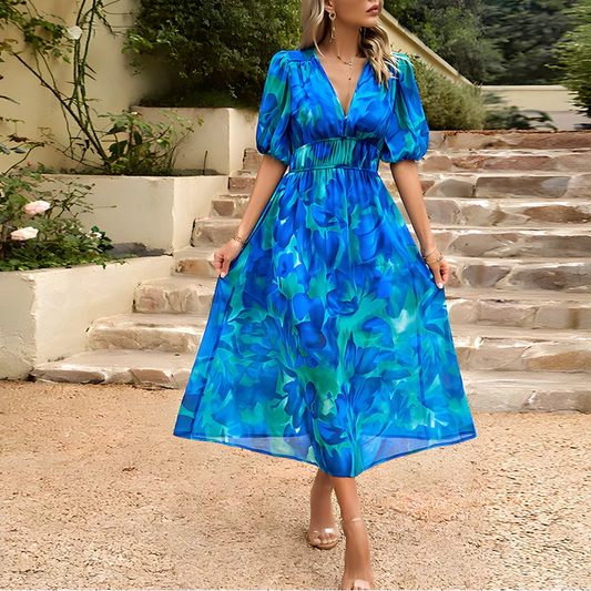 Robe asymétrique imprimée à nouer femme