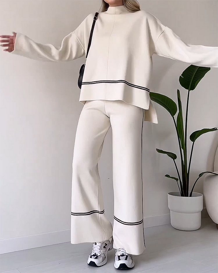 Ensemble haut et pantalon imprimé col rond femme – Hellen