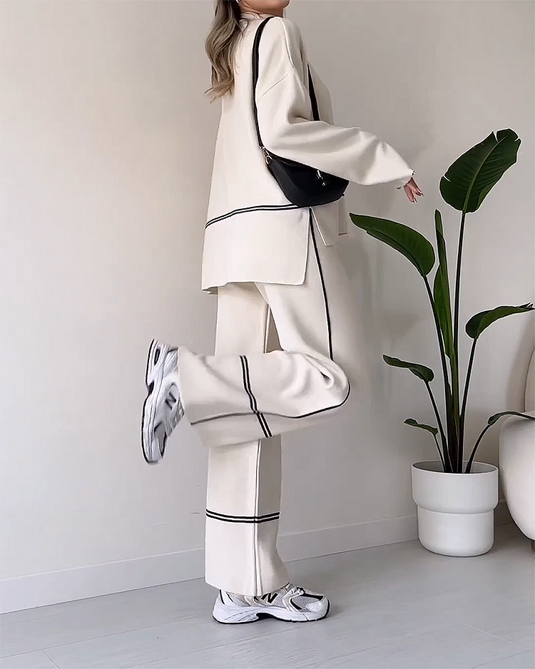 Ensemble haut et pantalon imprimé col rond femme – Hellen