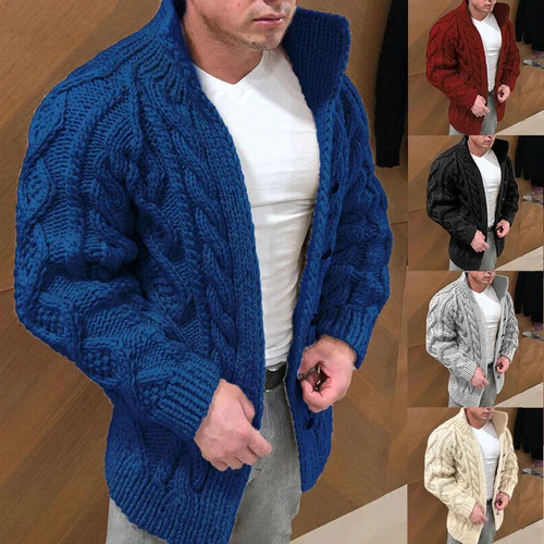 Cardigan en maille col montant décontracté homme – Carlo