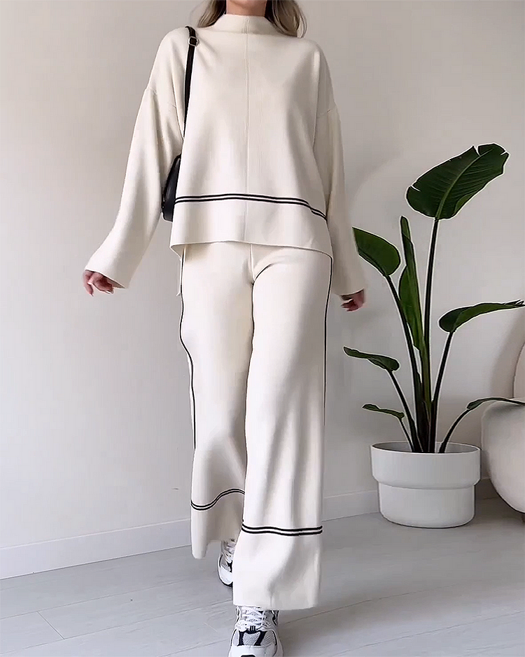 Ensemble haut et pantalon imprimé col rond femme – Hellen