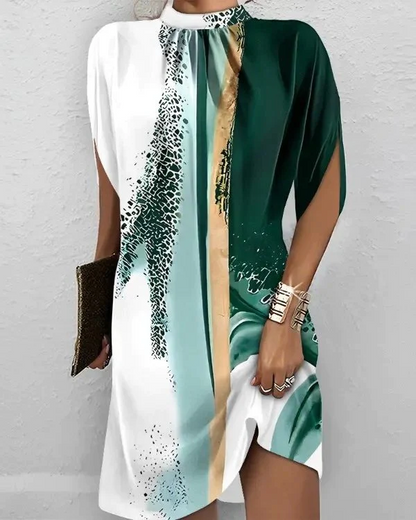 Robe courte imprimée manches courtes femme