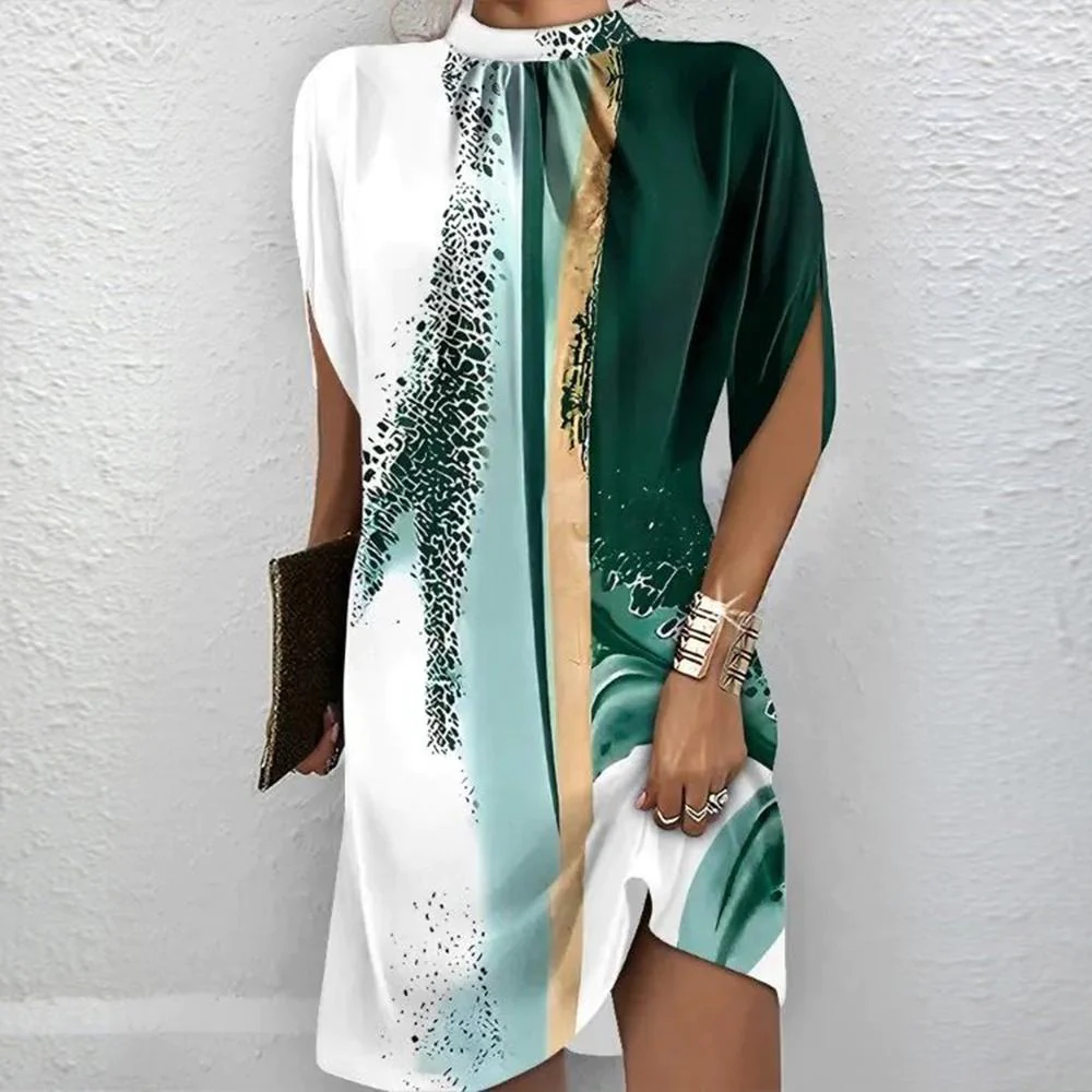 Robe courte imprimée manches courtes femme