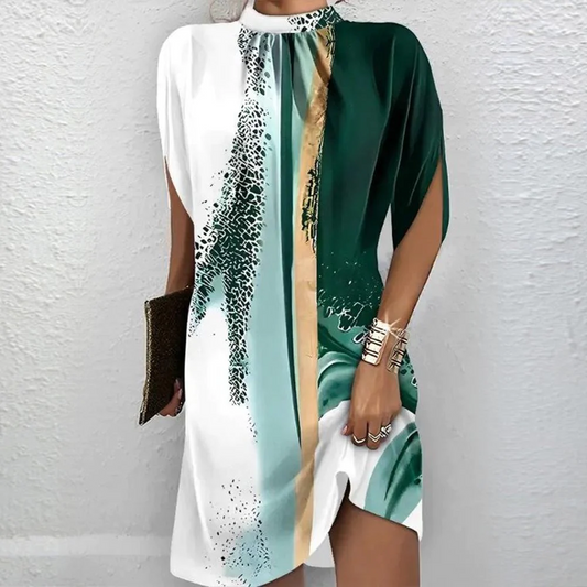 Robe courte imprimée manches courtes femme