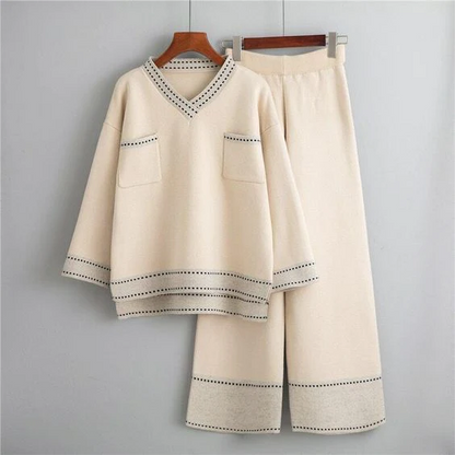 Ensemble deux pièces col V manches longues femme – Gabriella