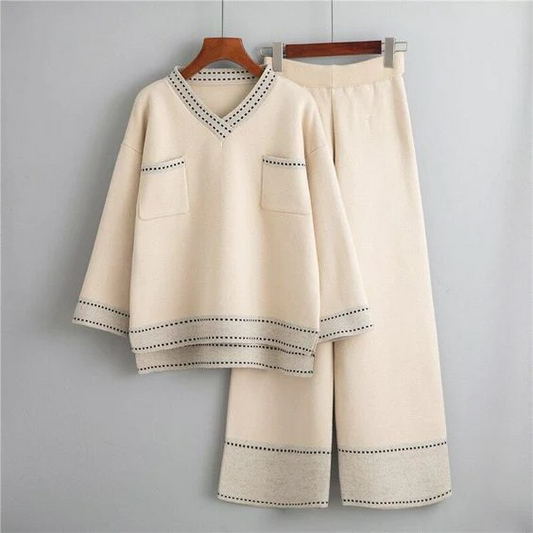 Ensemble deux pièces col V manches longues femme – Gabriella