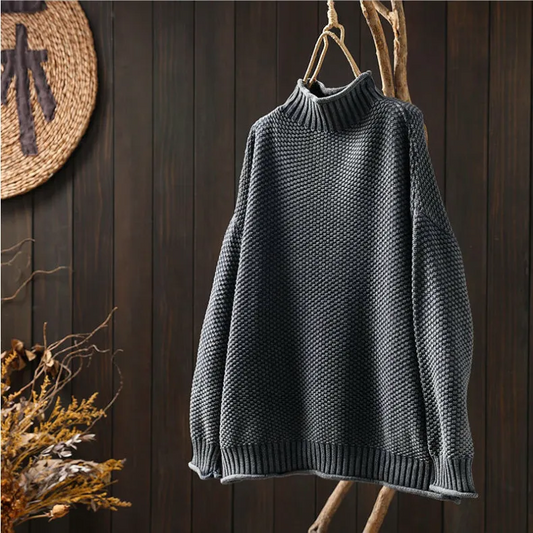 Pull col roulé en maille à carreaux femme – Laura