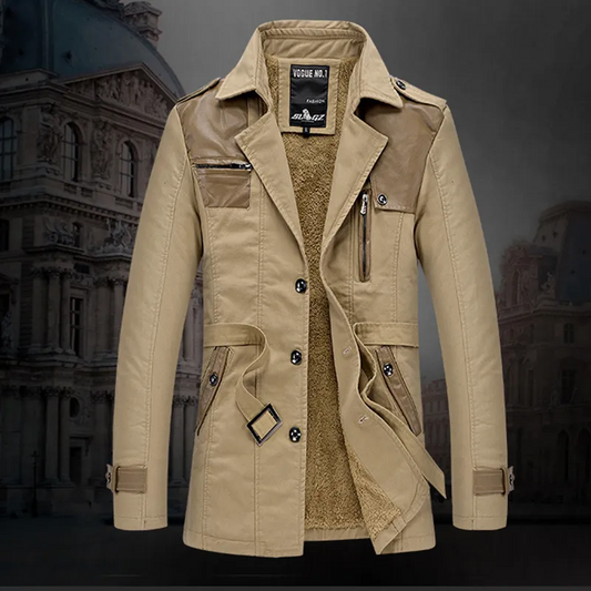 Trench-coat long ceinturé isolé homme