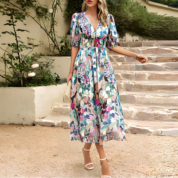 Robe asymétrique imprimée à nouer femme
