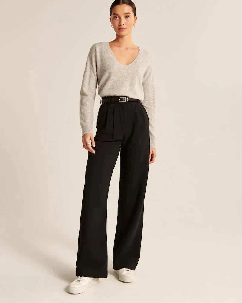 Pantalon tailleur jambe large femme – Michelle