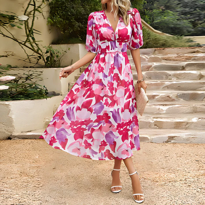 Robe asymétrique imprimée à nouer femme