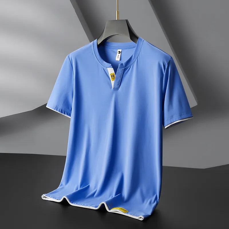 T-shirt col rond en soie glacée homme
