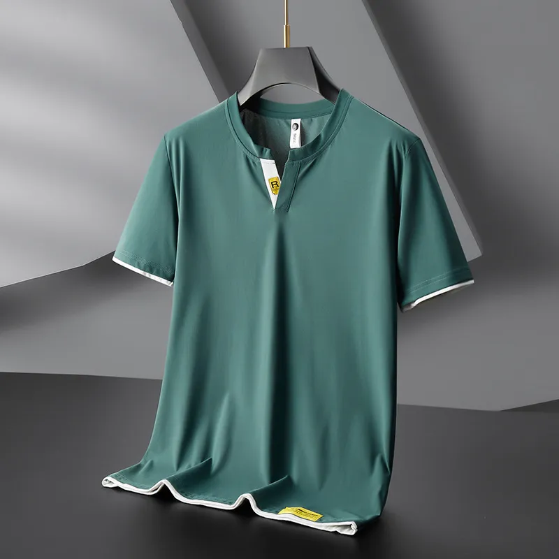 T-shirt col rond en soie glacée homme