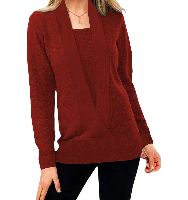 Pull croisé en maille uni femme – Wendy
