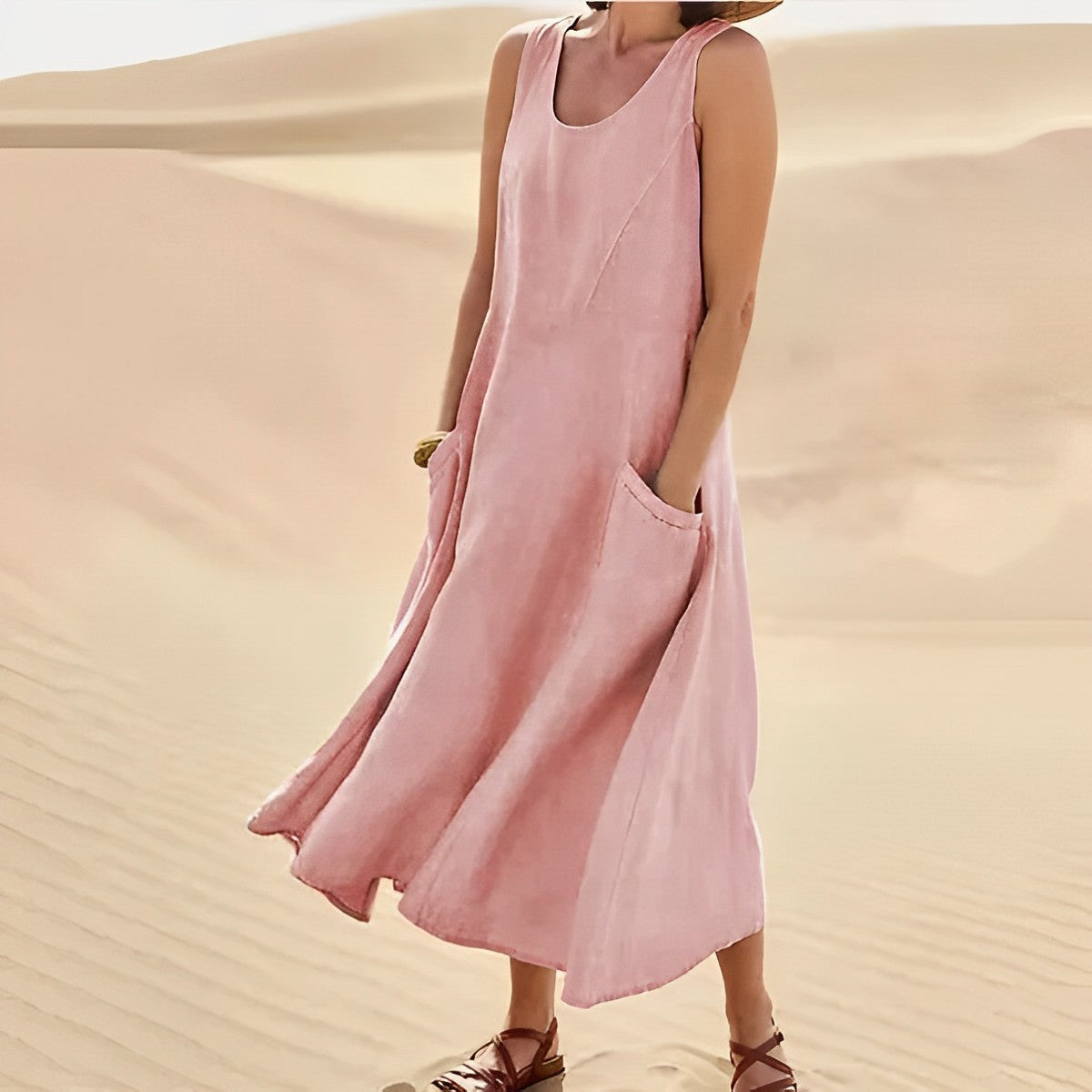 Robe en coton sans manches femme