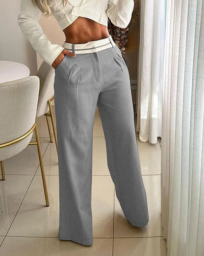 Ensemble top et pantalon à revers femme