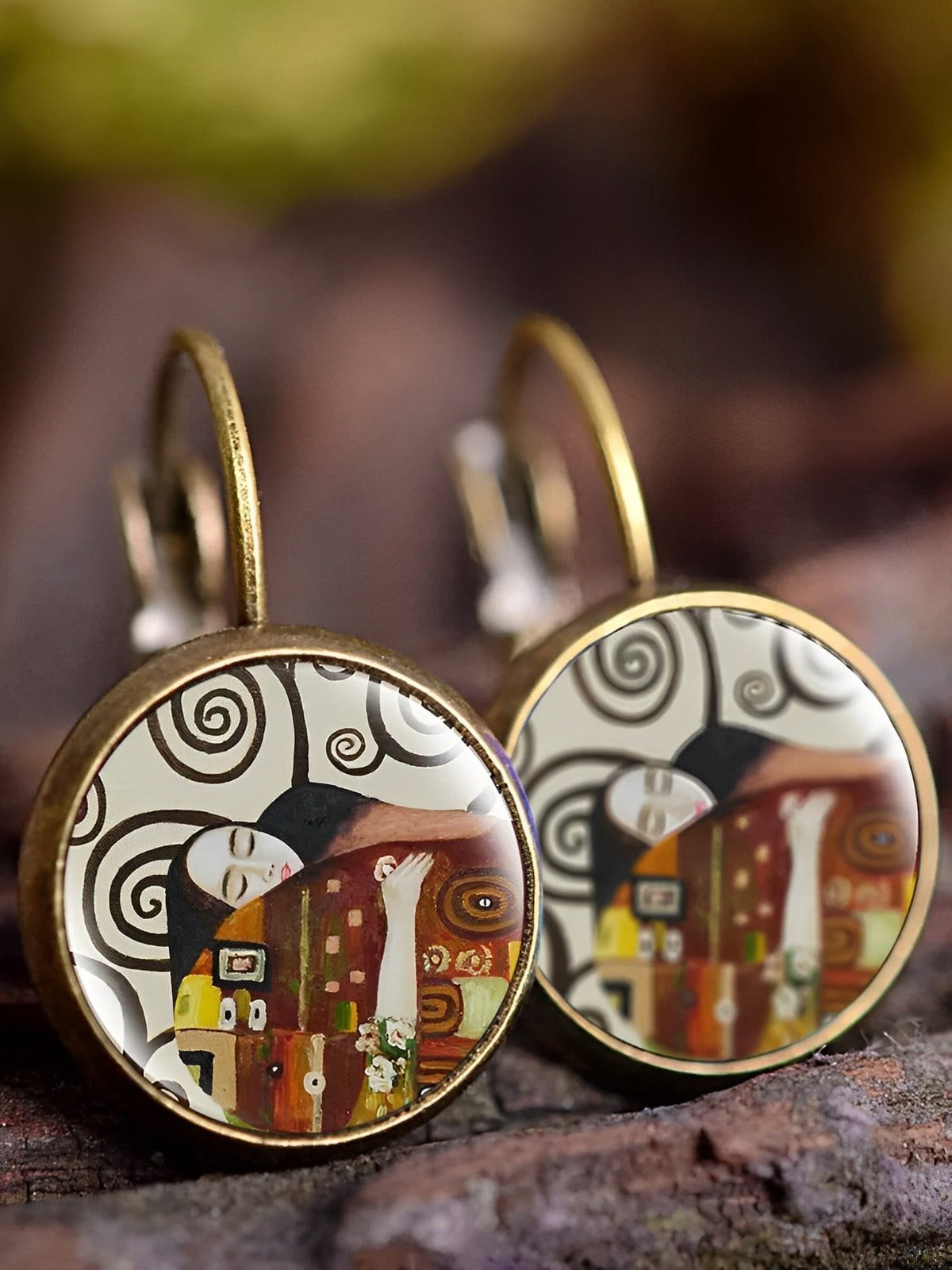 Boucles d'oreilles vintage peinture à l'huile femme