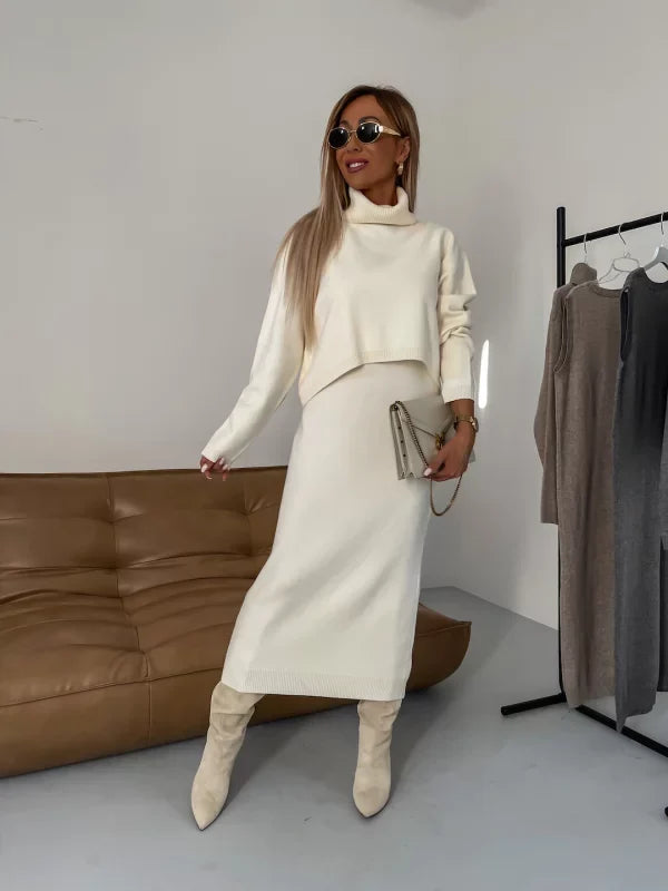 Ensemble robe midi et pull col roulé femme – Juls