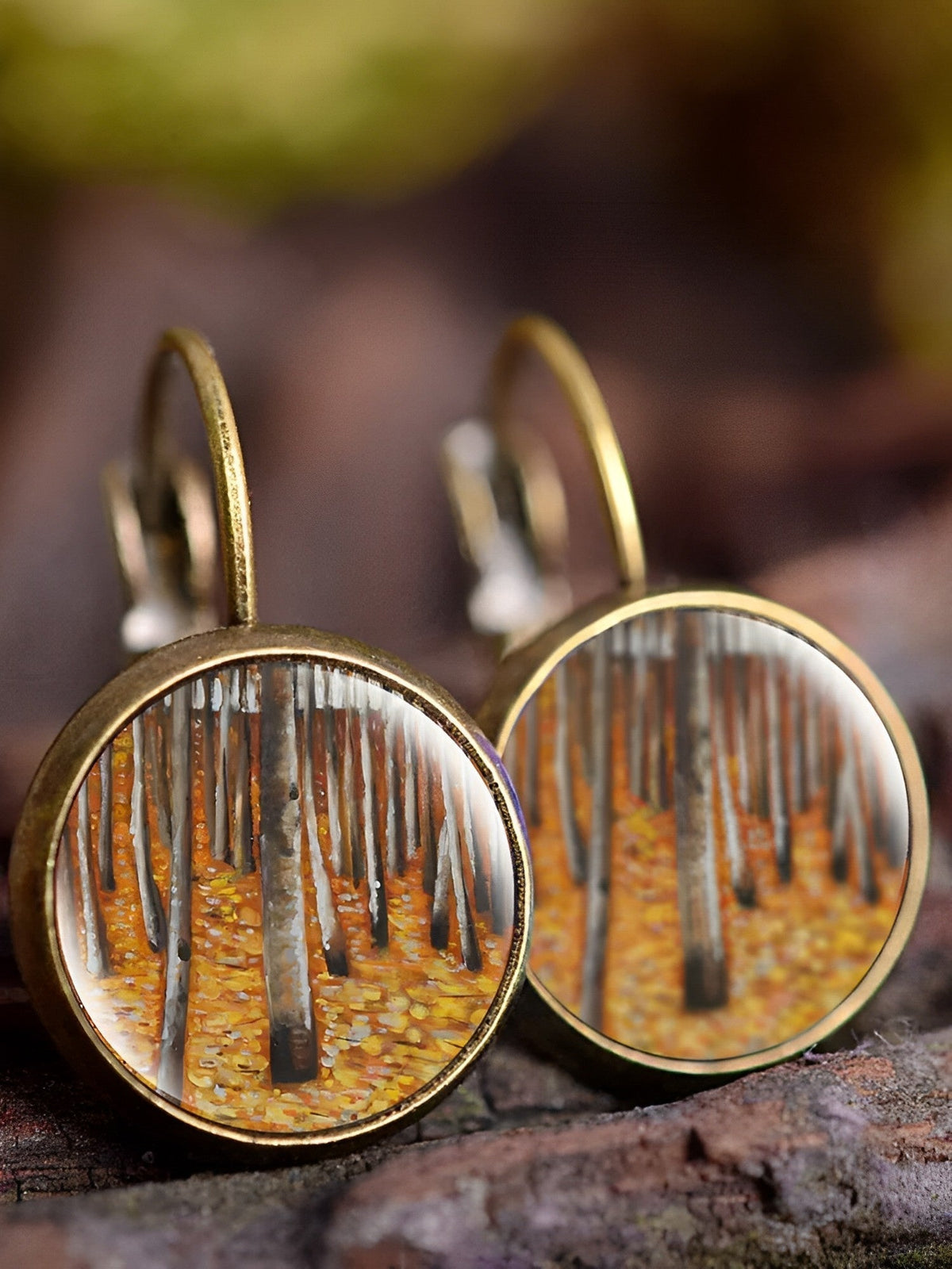 Boucles d'oreilles vintage peinture à l'huile femme