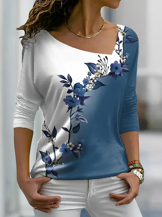 T-shirt fleuri couleurs contrastées