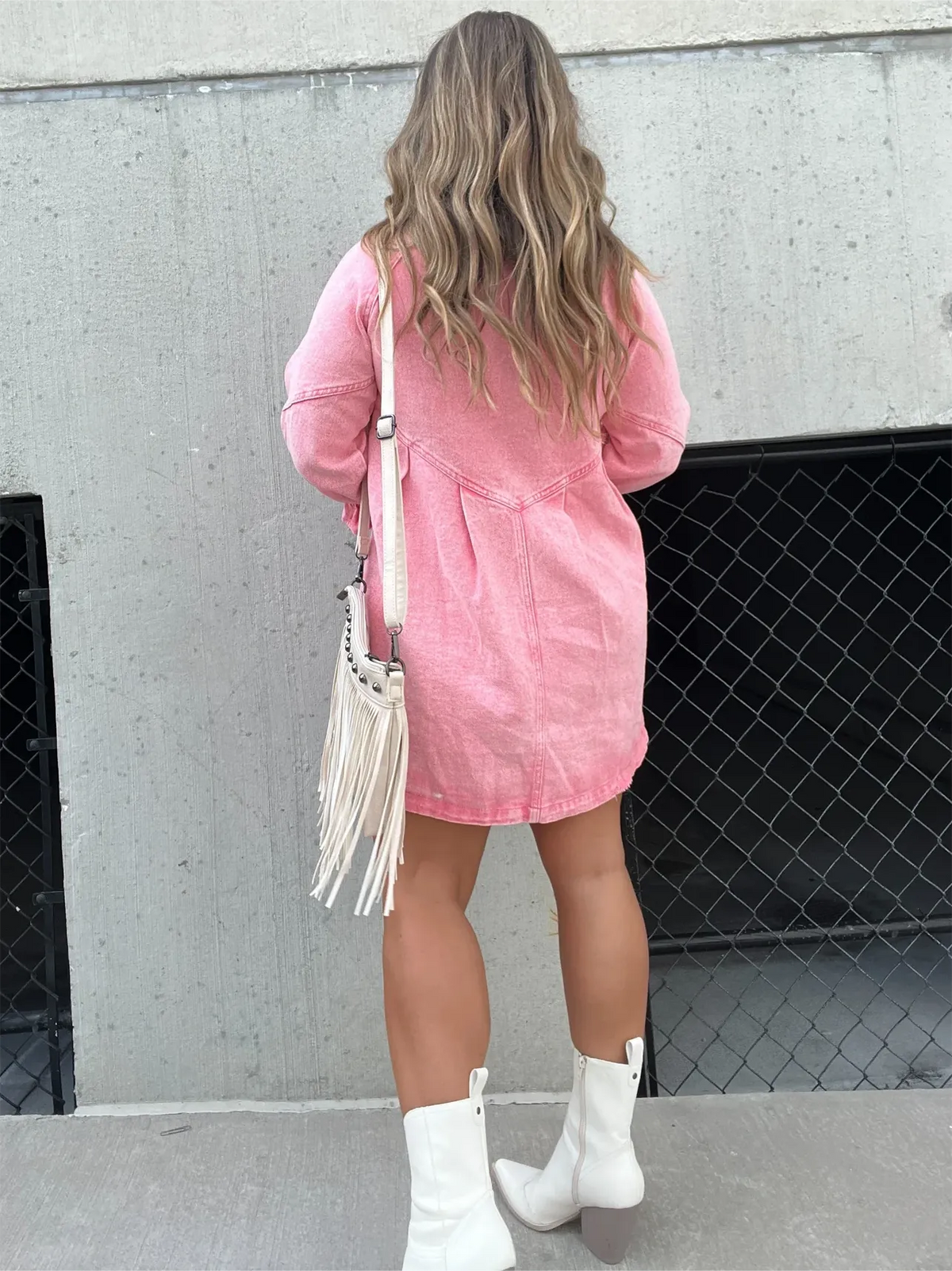 Robe en jean délavé manches bouffantes femme