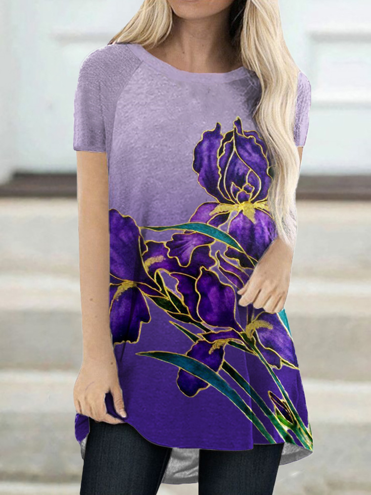 T-shirt manches chauve-souris imprimé Iris dégradé