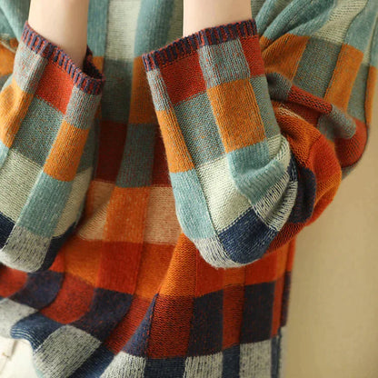 Pull col roulé patchwork en cachemire femme – Romina