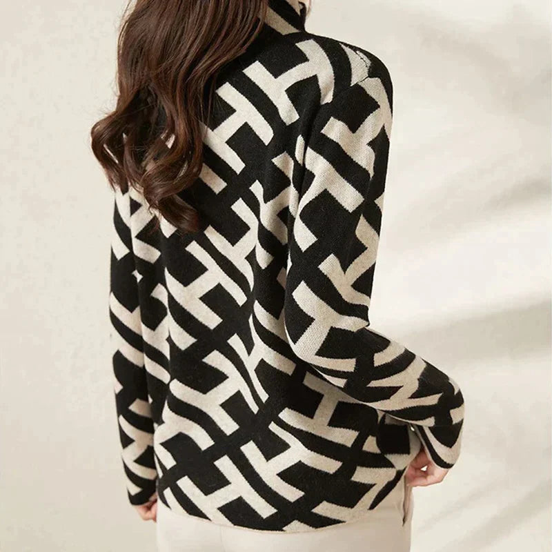 Pull col roulé en maille à monogramme femme – Fernanda